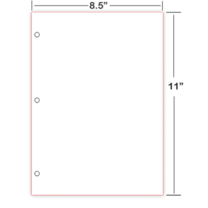 8X11 3 hole cut sheet Braille Paper